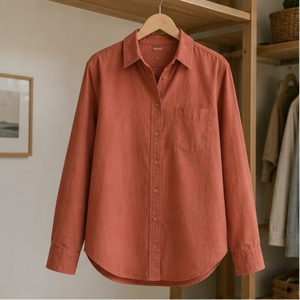 Terracotta Poplin Button Down Shirt
